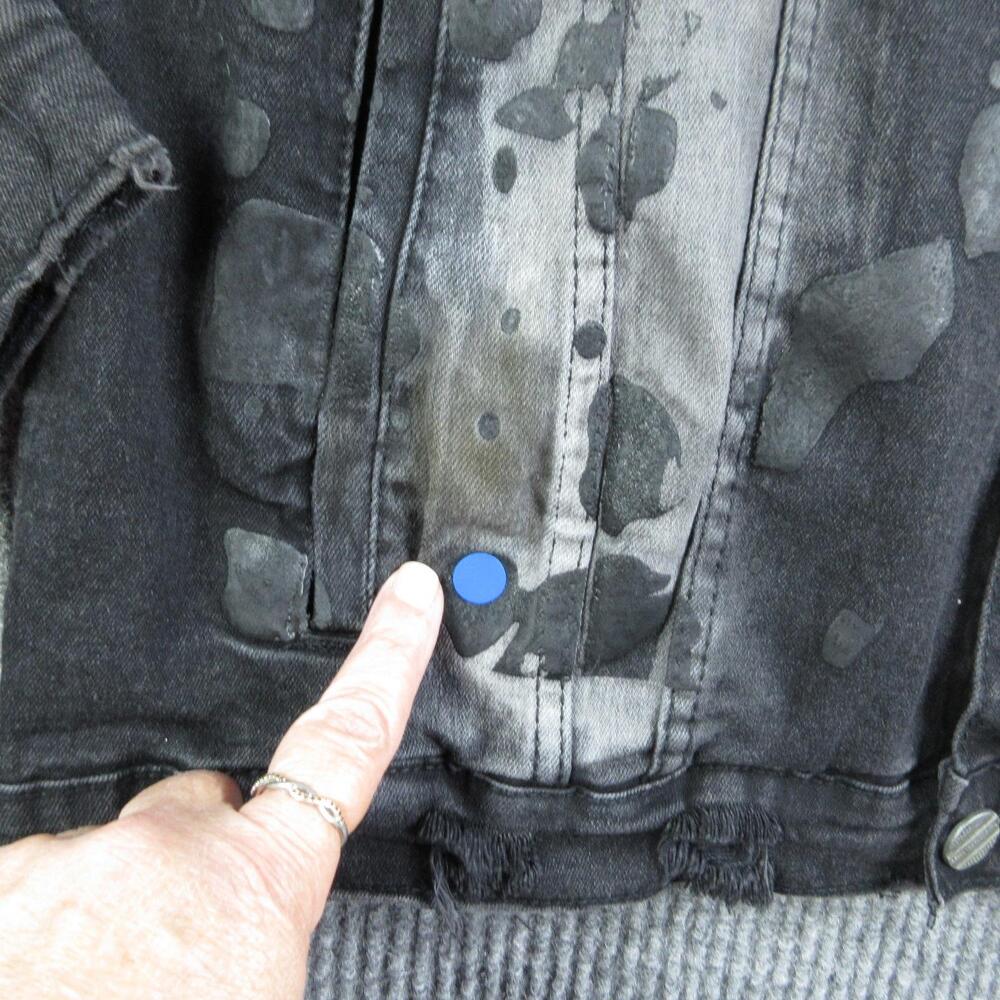 FWRD Denim Jacket Mens XL Black Biker Collared Pockets Stretch Button Tags NWT - Picture 2 of 16